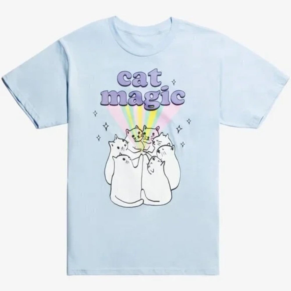 MAD Engine Cat Rainbow Magic Short Sleeve T-Shirt Size Small‎